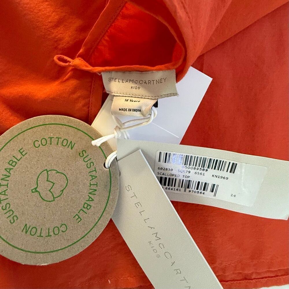 NWT Stella McCartney Kids Girls' Scalloped Organic Cotton Top.  Size 14 - Picture 9 of 9